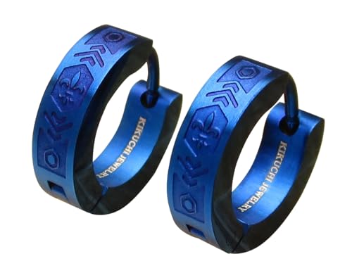 NEW Ohrringe Titan Stäbchen Ohrstecker Männer Edelstahl Klapp Creolen Herren Matt Blau Gebürstet Eindrücke von Kopenhagen ERTS036