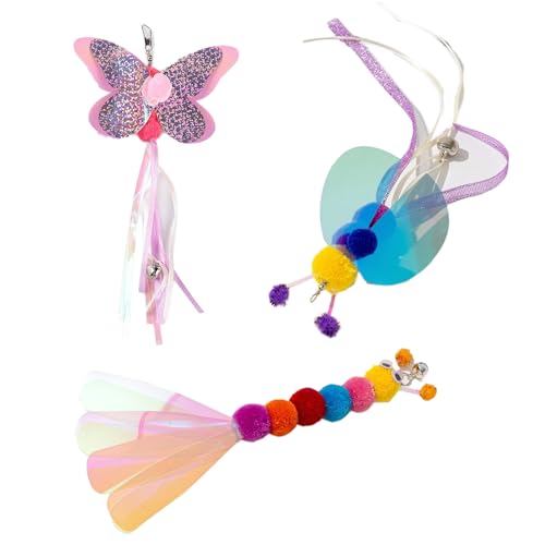 AWOCAN Cat Toy Replacement Wand Butterfly Toys Pet Teaser Wand Toy Kitty Exercise Toys for Cat A