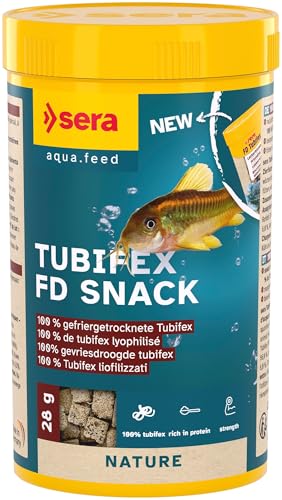 sera FD Tubifex Nature 250 ml 28 g - Der proteinreiche Leckerbissen für zusätzliche Energie - Fischfutter fürs Aquarium mit sehr hoher Verwertbarkeit somit weniger Algen Panzerwelse buddeln gern danach