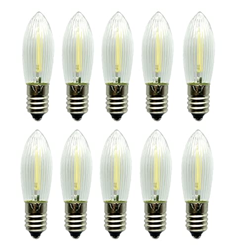 ShuoHui E10 COB LED Ersatzlampen Glühbirnen Topkerze für Lichterkette 9V-55V AC 0.2W 6000K Kalt Weiß 10