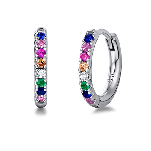  Klein Runde Knorpel aus Sterlingß Plattiert Funkelnde Mehrfache Farben Basic Minimalist Schmuck für Mädchen   Durchmesser 12.5 mm