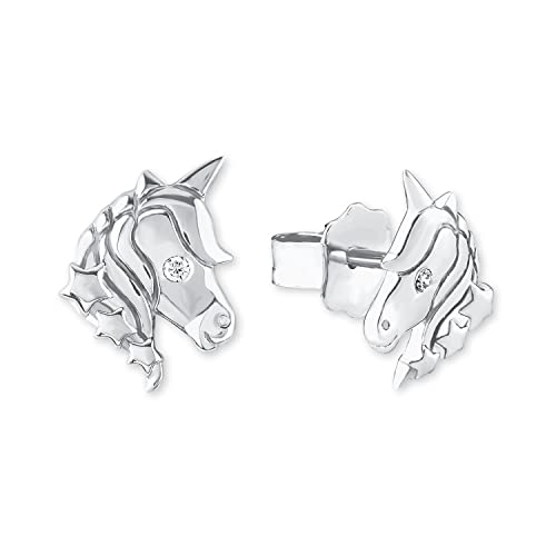 s.Oliver Ohrstecker 925 Sterling Mädchen Kinder Ohrschmuck mit Zirkonia synth. 0 9 cm Einhorn Kommt in Geschenk Box 2018519