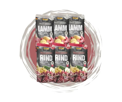 Belcando Frischebeutel Nassfutter Multi Bundle Sparpaket Verschiedene Sorten 6x125g 125g 3X Lamm 3X Rind