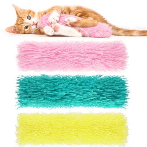 OSDUE 3Pcs Katzenspielzeug Set Katzenkissen Baldrian Kissen Plüsch Schmusekissen Weiches Flauschiges Haustier beruhigendes