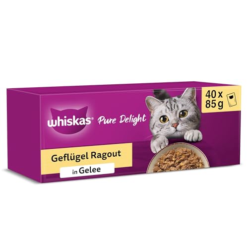  1 Katzennassfutter Ragout Geflügel Auswahl in Gelee 40x85g 1 Packung Hochwertiges Nassfutter für ausgewachsene in 40 Portionsbeuteln