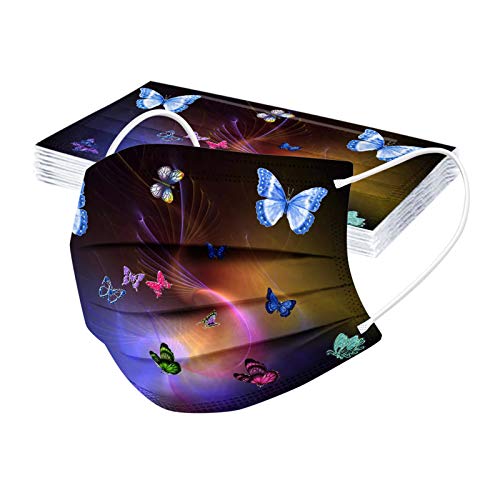 Pitashe 10 Stücke Mode Schmetterling Druck Einweg Mund und Nasenschutz Stoff Atmungsaktive Multifunktional Staubschutz Mund und Nasen Mundschutz mit Motiv Bandana Halstuch Schals für Herren Damen
