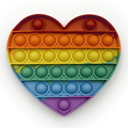 Droquimur Anti-Stress-Spielzeug Pop It Sensorial Blasenbildung Herz Regenbogenfarben