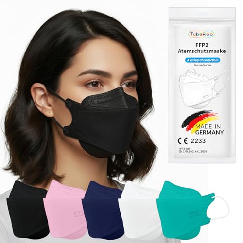 TubeRoo FFP2 Maske innen und außen Fischform 1 Stück Masken aus Deutschland Made in Germany Ohrschlaufen Atemschutzmaske
