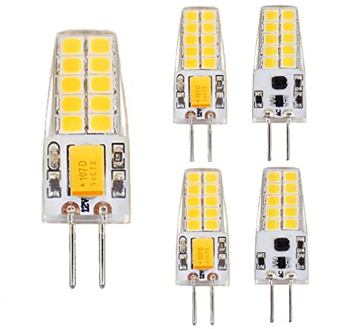 ShuoHui 5 Stück 3W G6.35 LED Warmweiß 3000K Birne Glühlampe AC DC 12V Bi pin JC Typ GY6.35 T3 T4 T5 Glühbirne für Schreibtischlampe Leuchtmittel