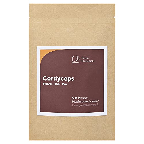 Terra Elements Bio Cordyceps Pulver 100 g I Cordyceps sinensis I Chinesischer Raupenpilz I 100% rein I Vegan I Rohkost