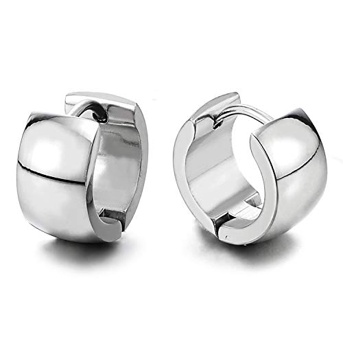 Gebogene Oberfläche Creolen Herren Damen Edelstahl Huggie Ohr Manschette Ohrringe Fake Piercing Klassischer Poliert