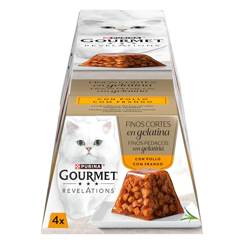 Purina Gourmet Revelations Stückchen in Gelee Nassfutter für Katzen mit Huhn 6 Packungen mit 4 Pyramiden 57 g 24 Pyramiden