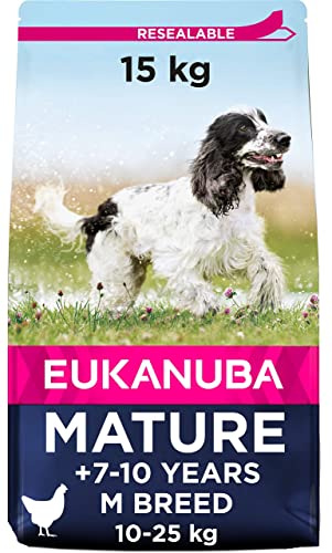 Eukanuba Hundefutter mit frischem Huhn für mittelgroße Rassen Premium Trockenfutter für reife Hunde 15 kg