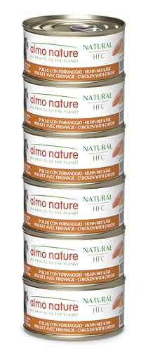 Almo Nature HFC Natural   Nassfutter für ausgewachsene   Huhn Käse   Human Grade Glutenfrei   6x 70g