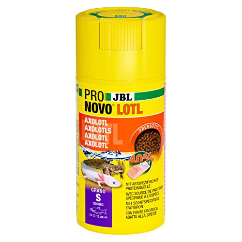 JBL PRONOVO LOTL GRANO Hauptfutter für Axolotl von 3-10 cm Klickdosierer Fischfutter-Granulat Größe S 100 ml