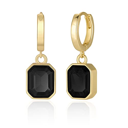 MESOVOR Kristall Ohrringe HÃ¤ngend Gold Creolen 14 Karat Vergoldete AnhÃ¤nger Ohrringe fÃ¼r die Hochzeitsfeier der Frauen Schwarz