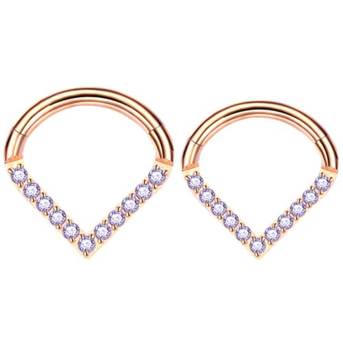  Loch für Piercing Schmuck tropfenförmig Nasen Würfel Zirkonia gepflasterte Herz Ros gold B