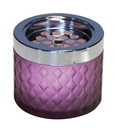 APS Windaschenbecher Ascher Aschenbecher aus verchromtem Metall gefrostetes Glas mit Bajonettverschluss 9 5 cm 8 cm Höhe lila