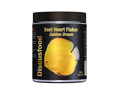 Best Heart Flakes Golden Dream Premium Fischfutter Flockenfutter Rinderprotein als Flocke mit Vitaminen und Mineralien alle Zierfisch speziell auch für Diskus oder Welse unterstützt gelbe Farben