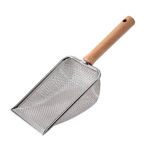 PawwJoy Katzenstreu Sieb Edelstahl 1 Stück Streuschaufel für Katzentoilette mit ergonomischem Griff 27.3 cm Haustierstreu Löffel für Kätzchen Reptilien Kleintiere- 2X2mm