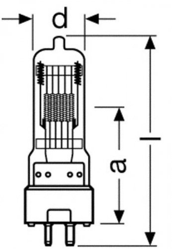 Osram 64717. Mod. FRL-CP 89. Halogenlampe 230v 650w 3200k GY9.5. 17.000 Lumen.