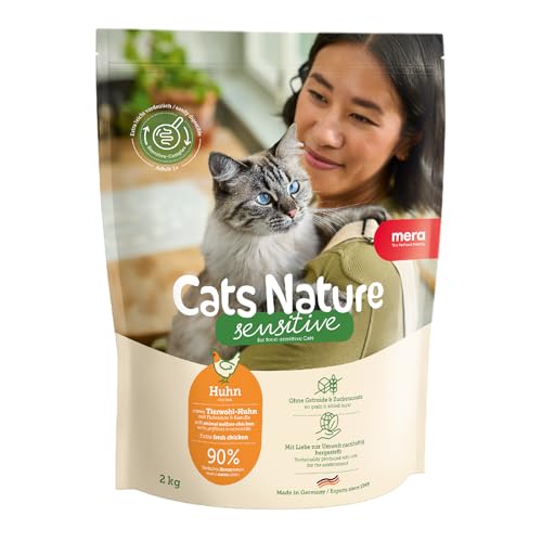 MERA Cats Nature Sensitive Huhn Katzenfutter Trocken 400g Mono-Protein getreidefrei zuckerfrei Katzen Trockenfutter hoher Fleischanteil leicht verdaulich
