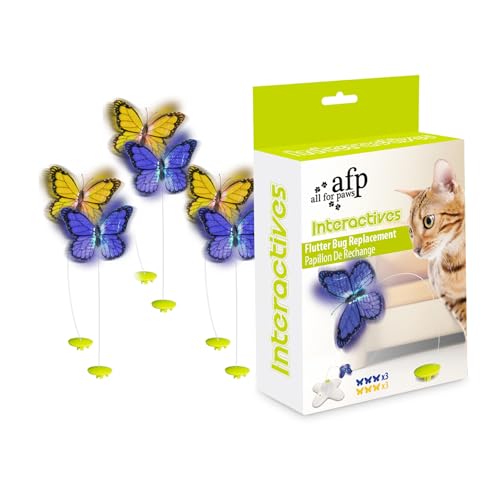 ALL FOR PAWS Interaktives Schmetterlingsflattern Ersatz Katzenspaß Interaktives Schmetterling Flatter Ersatz zum Nachfüllen Für Katze 6 Stück