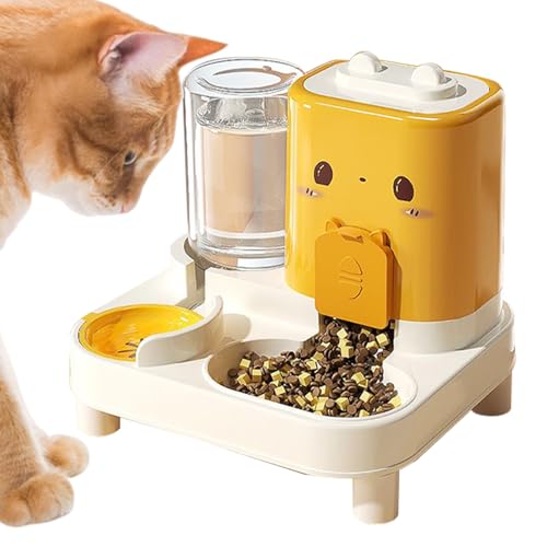 Vesidoloy Katzenfütterer   2 in 1 Für Haustiere Intelligenter Trinkbrunnen Für Haustiere Innen Außen Unterwegs Urlaub Welpe