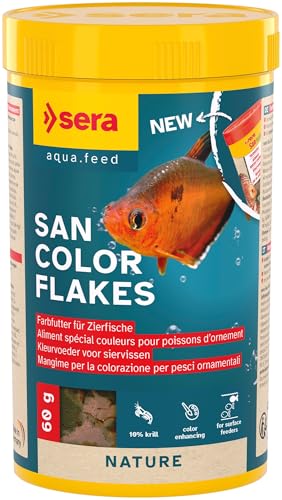 sera San Color Flakes 250 ml 60 g Für oberflächenfressende Zierfische Ohne künstliche Farb- und Konservierungsstoffe mit 10% Krill Haematococcus-Algen Für natürliche Farbentwicklung