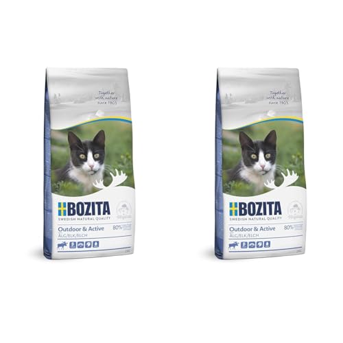 BOZITA Outdoor Active Elch - Trockenfutter für Erwachsene hauptsächlich draußen lebende Katzen 2 kg Packung mit 2