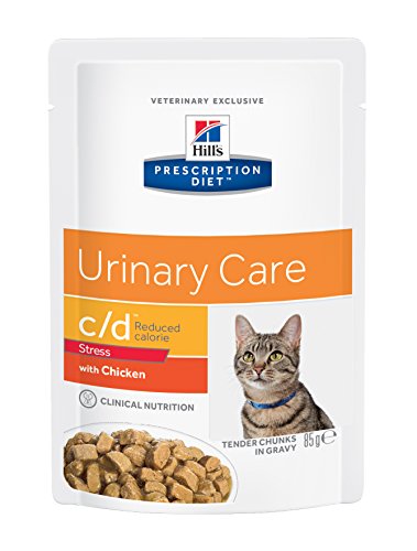 Hill s Prescription Diet c d Feline Urinary Stress Reduced Calorie Huhn Frischebeutel 12 x 85 g