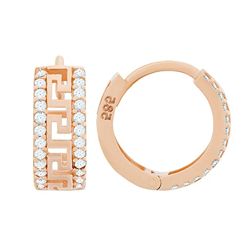 Golders Creolen 585 Rotgold Ohrringe mit Zirkonia Damen