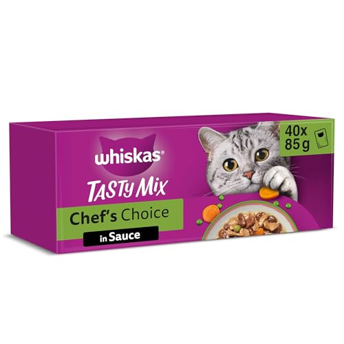 WHISKAS TASTY MIX Nassfutter in Sauce für Katzen 40 x 85g Chef s Choice