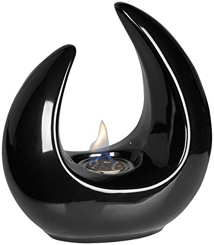Carlo Milano Dekofeuer Design-Deko-Tischfeuer für Bio-Ethanol Keramikgehäuse 53 ml schwarz Tisch-Feuer