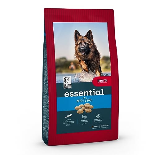 MERA Essential Active Hundefutter trocken für aktive Hunde Trockenfutter mit Geflügel gesundes Futter für sportliche Hunde mit Omega-3 und Omega-6 für Haut und Fell 12 5kg