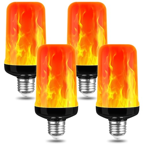 AUAUY Flammenühbirne 3 W Flammeneffektühbirne 1400 K 3 Beleuchtungsmodi Flackernde Dekorative Lampen für den Innen  und Außenbereich für Garten Bar Halloween Weihnachten 4ück