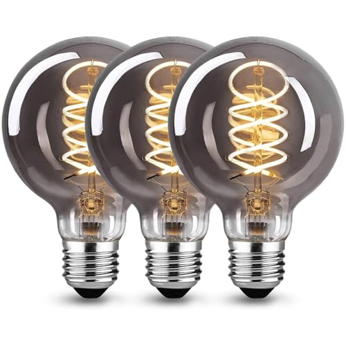 KANQIAO Edison Vintage Glühbirne E27 E27 LED Vintage Dimmbar 4W Retro LED Lampe Vintage Ideal für Nostalgie und Retro Beleuchtung im Haus Caf Bar - 3 Stück G80BT3