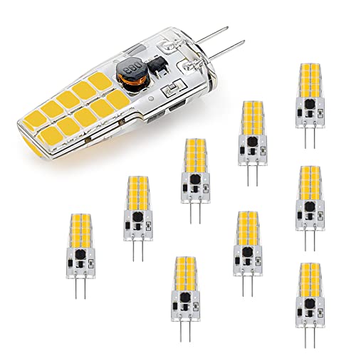 G4 LED Lampen AC DC 12-24V G4 LED Birnen 250LM Naturweiß 4000K Kein Flackern LED Glühbirne 2W Ersetzt 20W Halogenlampen kleine LED Stifsockellampen für Dunstabzugshaube für die Küche 10er Pack