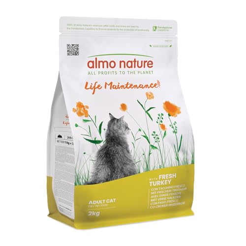 almo nature Life Maintenance - Trockenfutter für Ausgewachsene Katzen mit Frischem Pute als Erstes Zutat - 2kg Beutel