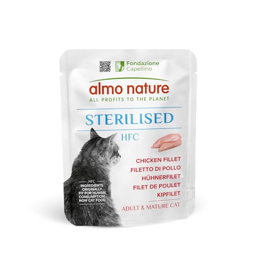 Almo Nature HFC Functional Sterilised Nassfutter für ausgewachsene Katzen Hühnerfilet 24 Beutel 50g