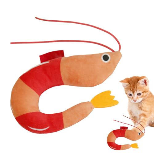 Katzenminze-Spielzeug für Indoor-Katzen Plüsch-Katzenspielzeug mit Katzenminze gelangweilte Tiere weicher Begleiter in Garnelenform für kleine mittelgroße und große Rassen Schlafzimmer