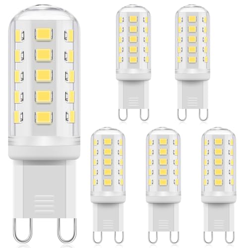 Ddlisu G9 LED Glühbirne Dimmbar 3W G9 LED Maisbirne Kaltweiß 6000K Entspricht 40W Halogenbirne AC 220 240V Energiesparende Glühbirne kein Flackern für die Beleuchtung zu Hause 6 Stück