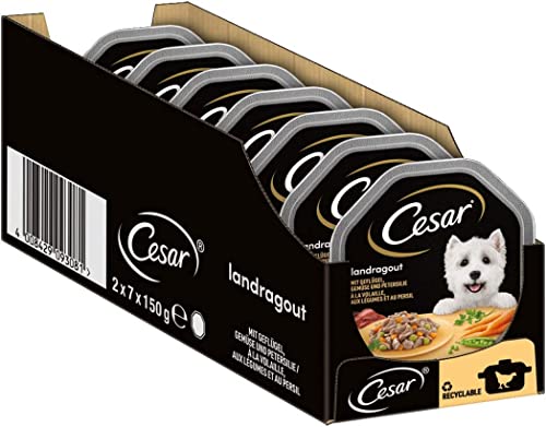 Cesar Hundefutter Nassfutter Landküche Geflügel Gemüse 7 er Pack 7 x 2 Schalen x 150 g