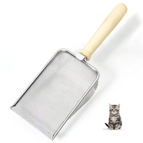 Agatige Katzenstreuschaufel aus Metall robuste Reinigungs-Eckschaufel Streuschaufel aus Edelstahlgeflecht leicht zu reinigender Reptilien-Terrarium-Sandabfall