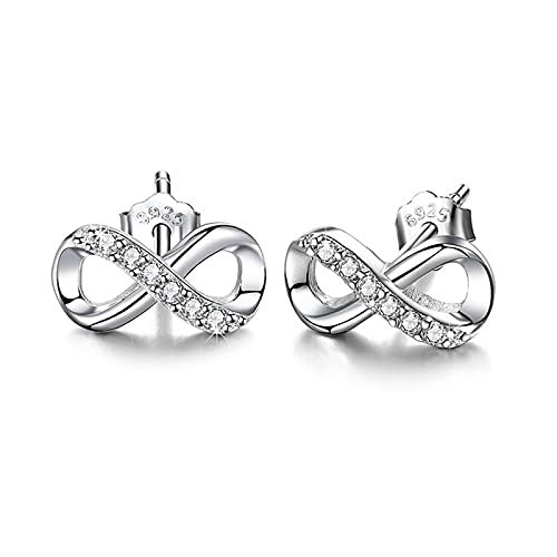 HOMEYU Infinity Ohrstecker Silber 925 Eternity Love Accent Modeschmuck für Frauen und M dchen mit AAA Zirkonia