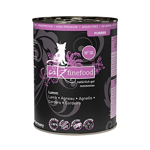 catz finefood Purrrr Lamm Monoprotein Katzenfutter nass N 111 für ernährungssensible Katzen 70% Fleischanteil 6 x 400 g Dose