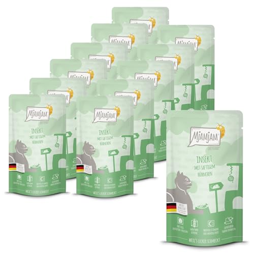 MjAMjAM - Premium Nassfutter für Katzen - Quetschie Insekt mit saftigem Hühnchen 125g 12er Pack 12 x 125g naturbelassen mit extra viel Fleisch