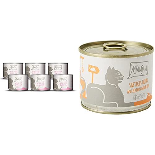 MjAMjAM - Premium Nassfutter für Katzen - saftiges Huhn und wildlachs 6er Pack 6 x 200 g Premium Nassfutter für Katzen - saftiges Huhn an leckeren Möhrchen 6er Pack 6 x 200 g