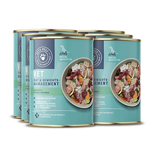 Pets Deli Diät Nassfutter für übergewichtige Hunde mit Huhn Karotte und Quinoa ohne Zucker und Gluten 6x400g