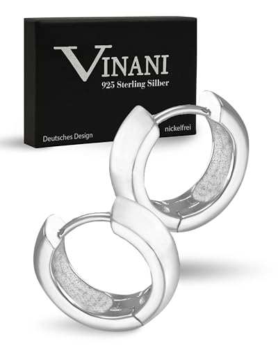 VINANI Klapp-Creolen aus 925 Sterling Silber I Nickelfreie Ohrringe für Damen I Mattierte glänzende Oberfläche mit Anlaufschutz I Allergikerfreundlich I Handarbeit in Juweliersqualität I CYS